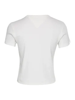 Tommy Jeans Shirts*TJW BABY CROP RIB CENTER BADGE ecru