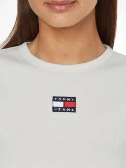 Tommy Jeans Shirts*TJW BABY CROP RIB CENTER BADGE ecru