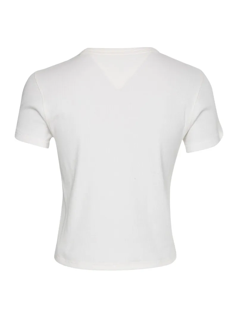 Tommy Jeans Shirts*TJW BABY CROP RIB CENTER BADGE ecru