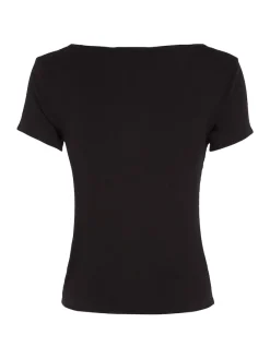 Tommy Jeans Shirts*TJW BBY BUTTON RIB C-NECK Black