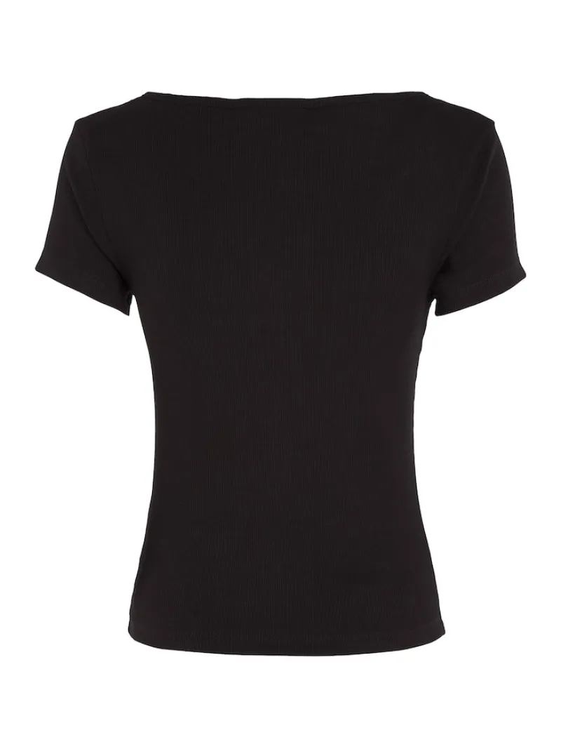 Tommy Jeans Shirts*TJW BBY BUTTON RIB C-NECK Black