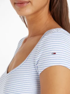 Tommy Jeans Shirts*TJW BBY STRIPE SS TOP june iris-multi