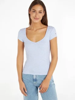 Tommy Jeans Shirts*TJW BBY STRIPE SS TOP june iris-multi