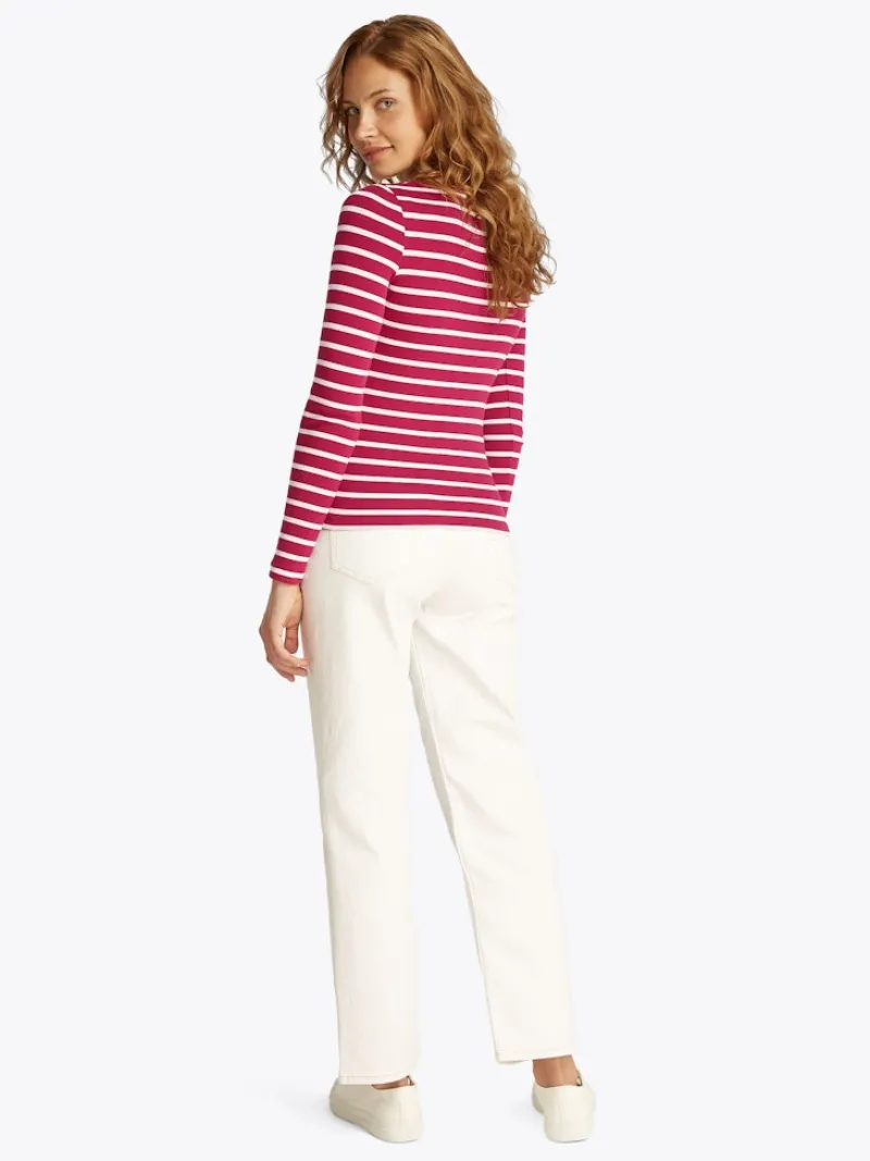 Tommy Jeans Shirts*TJW BOAT NECK TOP LS brilliant berry - stripe