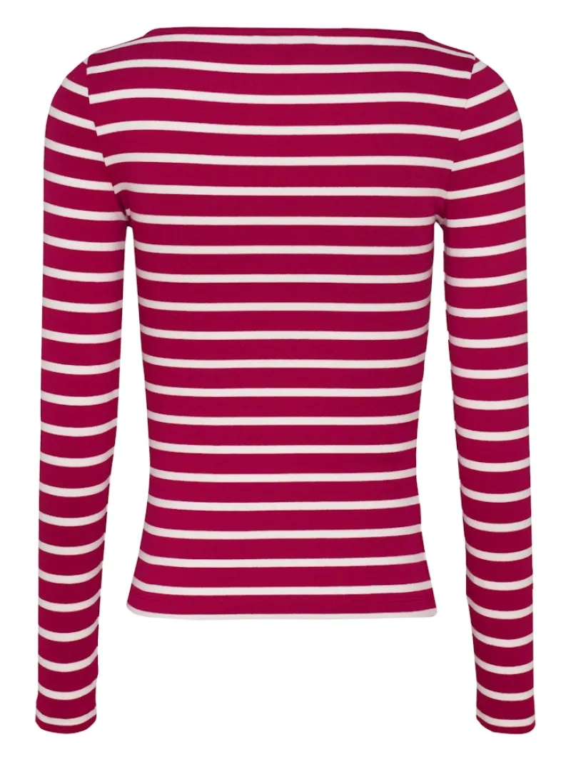 Tommy Jeans Shirts*TJW BOAT NECK TOP LS brilliant berry - stripe