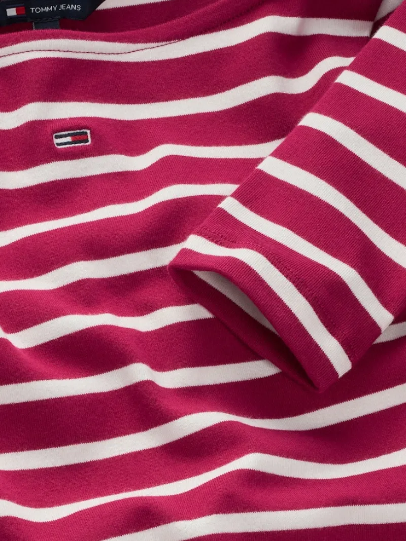 Tommy Jeans Shirts*TJW BOAT NECK TOP LS brilliant berry - stripe