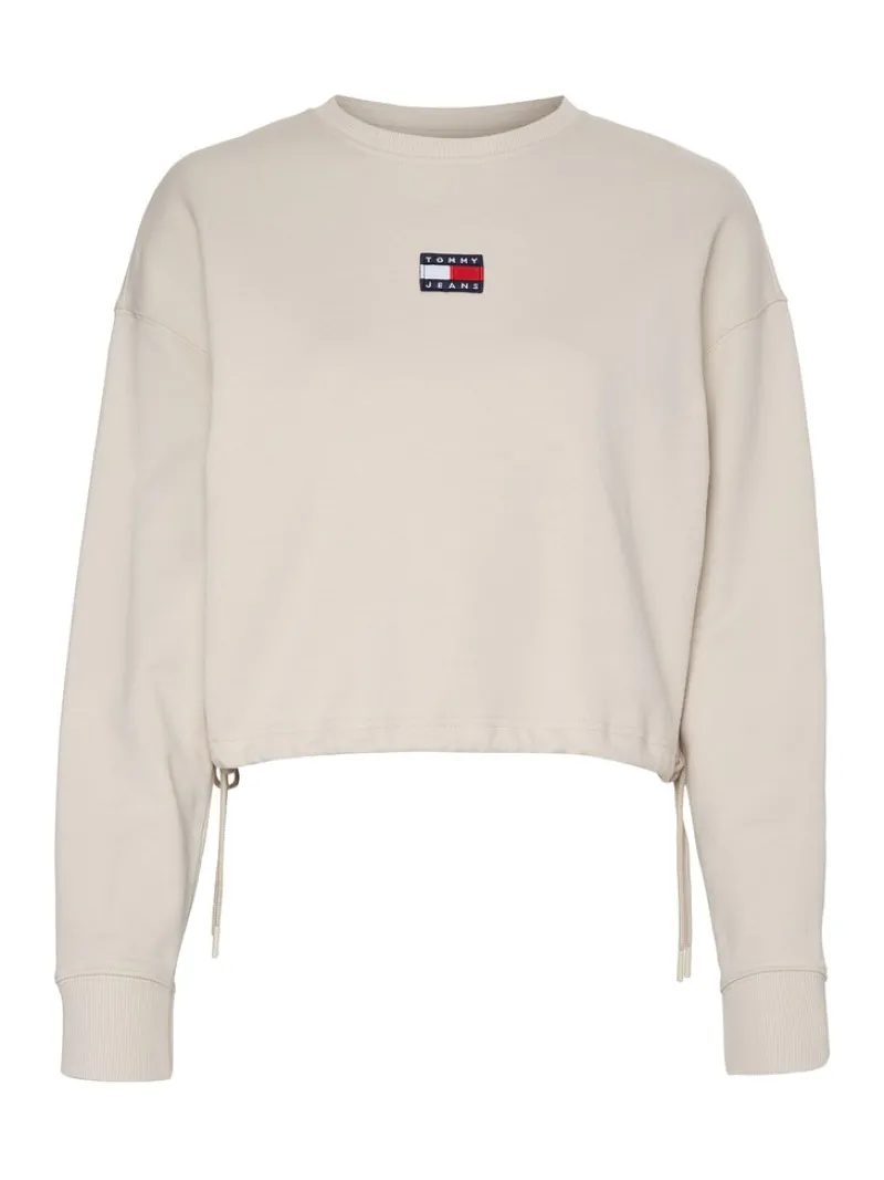 Tommy Jeans Pullover & Sweatshirts*TJW BXY CROP BADGE DRAWSTR CREW stony beige
