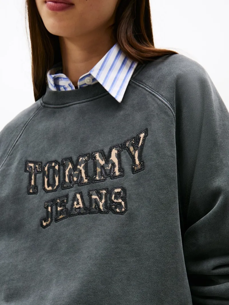 Tommy Jeans Pullover & Sweatshirts*TJW BXY LEOPARD VARSITY CREW Black