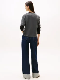 Tommy Jeans Shirts*TJW BXY LEOPARD VARSITY TEE Black