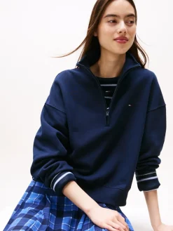 Tommy Jeans Pullover & Sweatshirts*TJW BXY S-FLAG 1/4 ZIP dark night navy