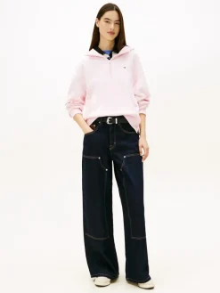 Tommy Jeans Pullover & Sweatshirts*TJW BXY S-FLAG 1/4 ZIP HOODIE light pink