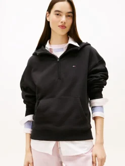 Tommy Jeans Pullover & Sweatshirts*TJW BXY S-FLAG 1/4 ZIP HOODIE Black