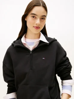 Tommy Jeans Pullover & Sweatshirts*TJW BXY S-FLAG 1/4 ZIP HOODIE Black