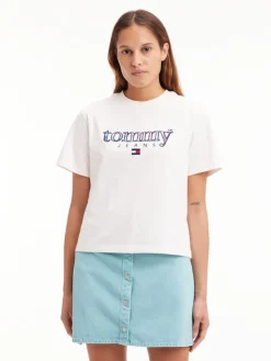 Tommy Jeans Shirts*TJW CLS TARTAN 1 TEE ancient white