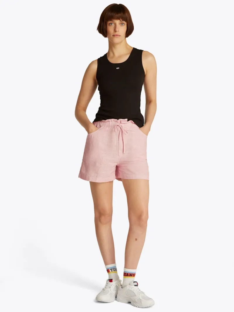 Tommy Jeans Shorts*TJW COTTON LINEN SHORT precious pink - stripe