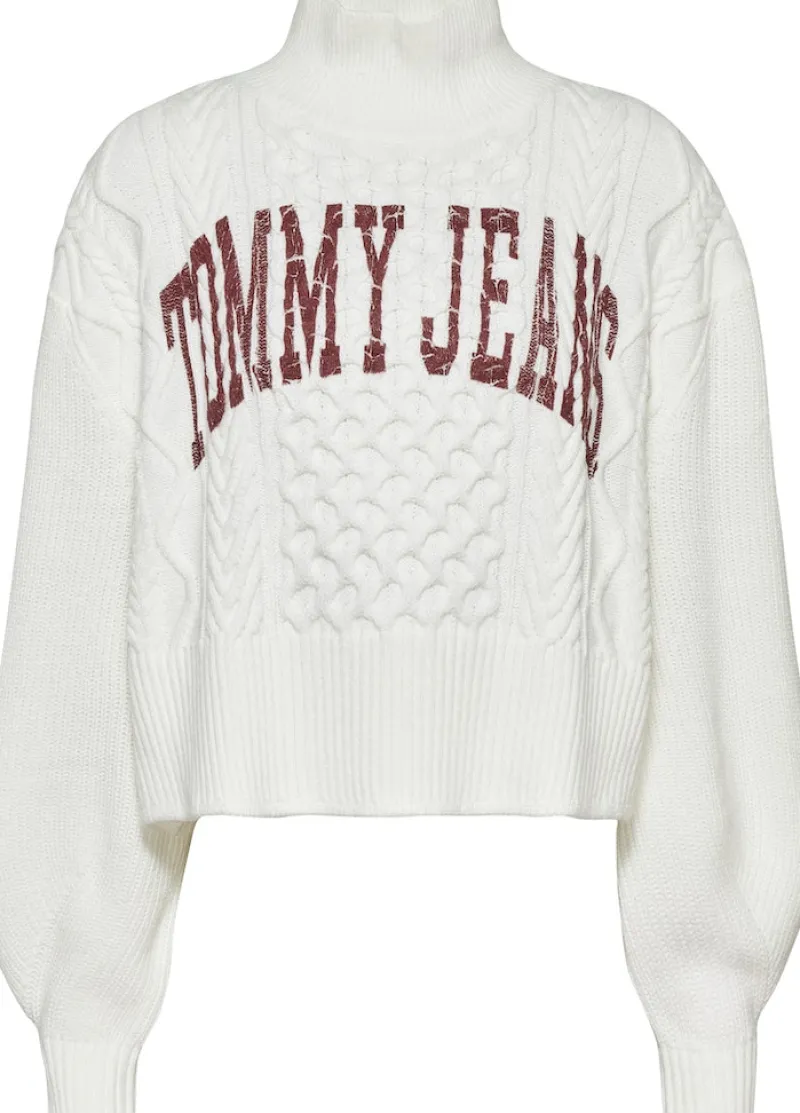 Tommy Jeans Pullover & Sweatshirts*TJW CROP COLLEGE CABLE SWEATER ecru