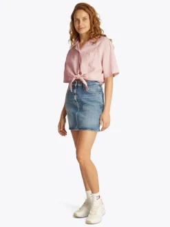 Tommy Jeans Blusen*TJW CRP LINEN SS SHIRT precious pink-stripe