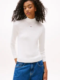 Tommy Jeans Shirts*TJW ESSENTIAL MOCK NECK ecru