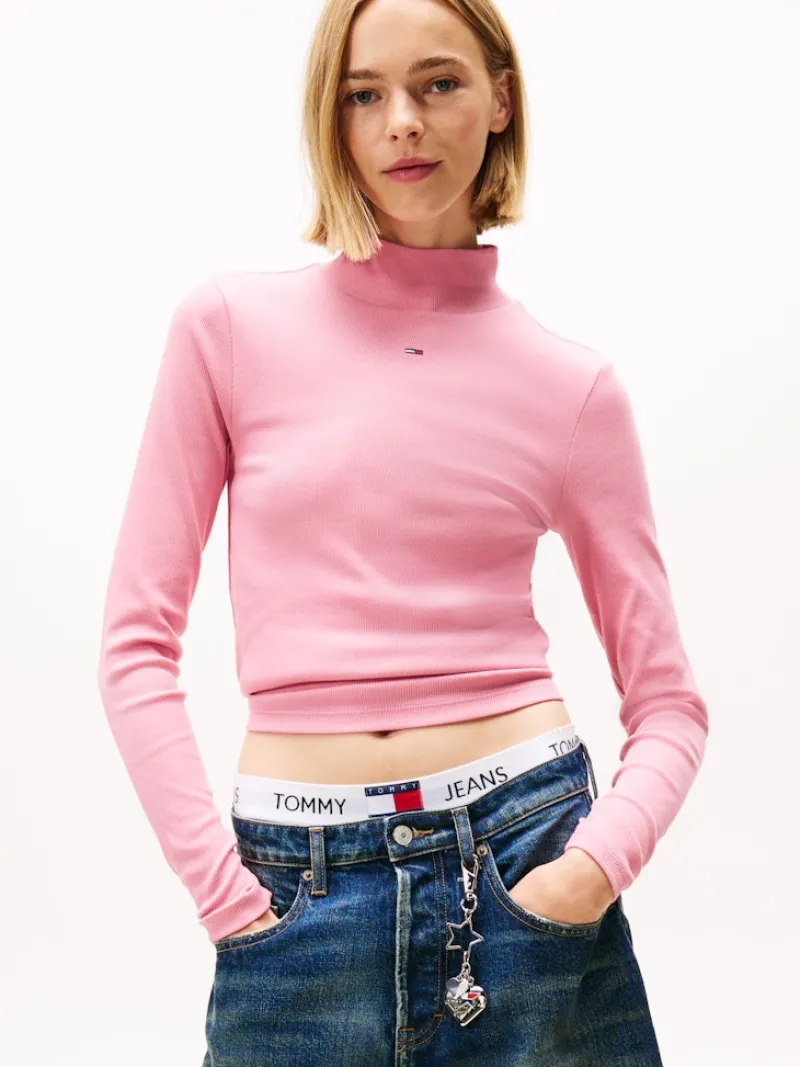 Tommy Jeans Shirts*TJW ESSENTIAL MOCK NECK mystic pink