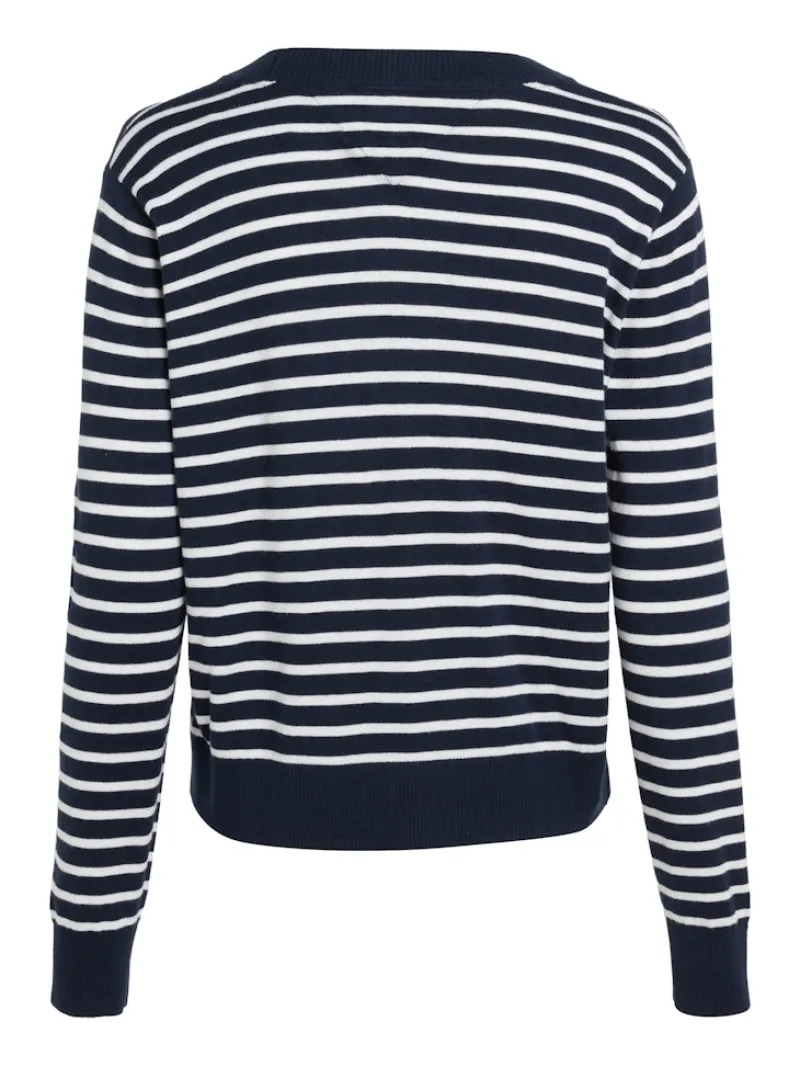 Tommy Jeans Pullover & Sweatshirts*TJW ESSENTIAL VNECK SWEATER EXT navy - white stripe