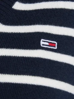 Tommy Jeans Pullover & Sweatshirts*TJW ESSENTIAL VNECK SWEATER EXT navy - white stripe