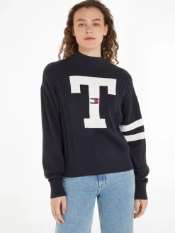 Tommy Jeans Pullover & Sweatshirts*TJW LETTERMAN FLAG SWEATER desert sky