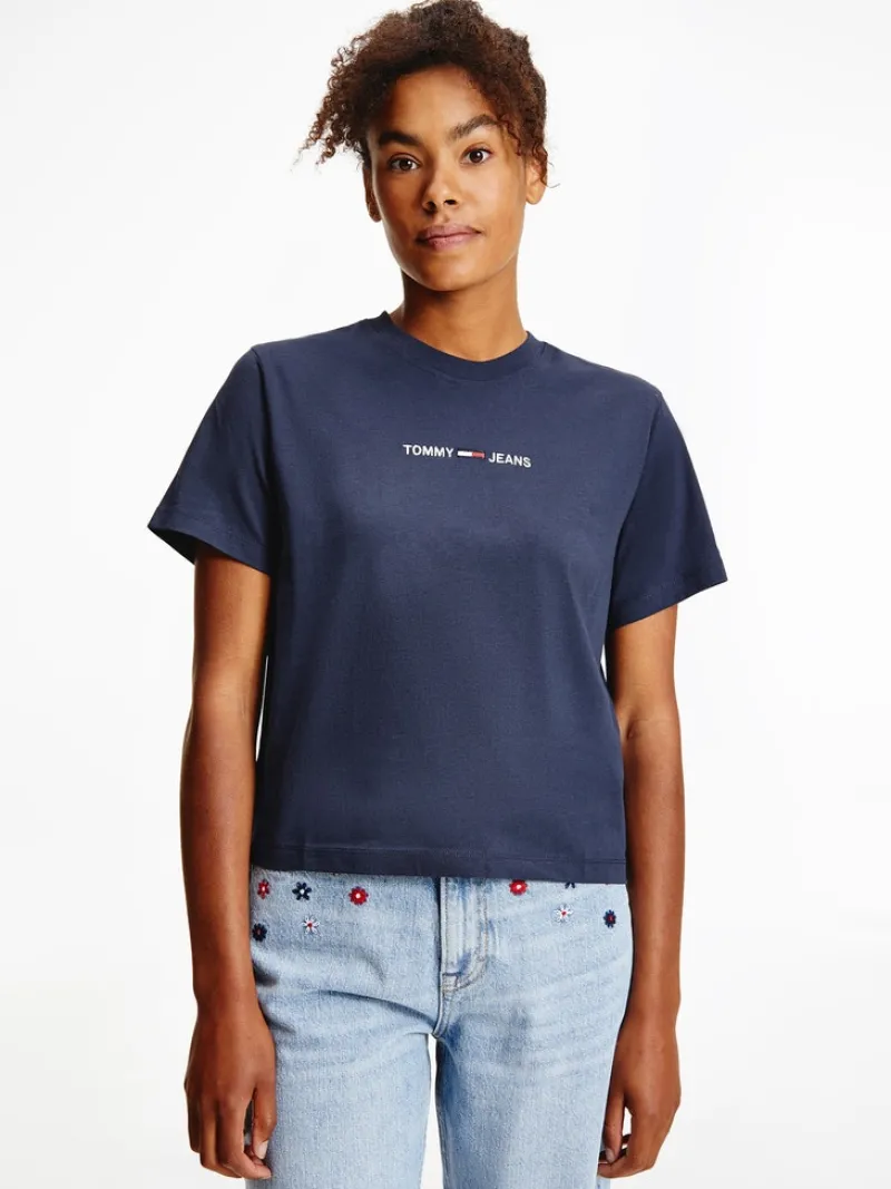 Tommy Jeans Shirts*TJW LINEAR LOGO TEE twilight navy