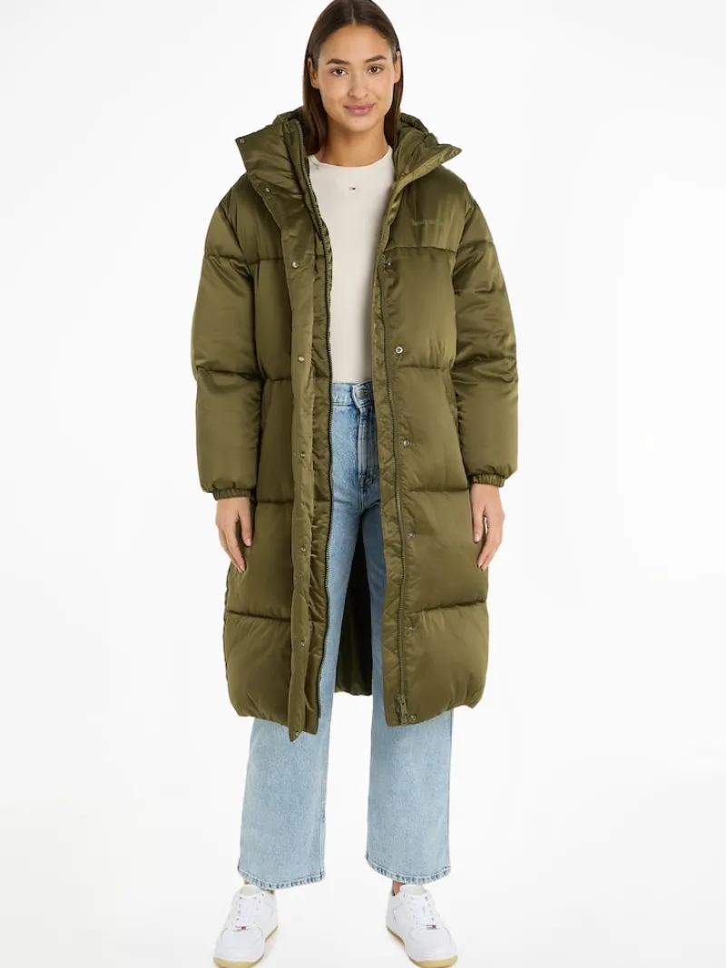 Tommy Jeans Jacken*TJW LONG SATIN PUFFER drab olive green