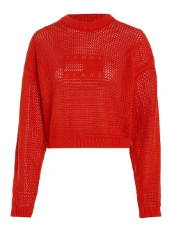 Tommy Jeans Pullover & Sweatshirts*TJW OPEN STITCH FLAG SWEATER deep crimson