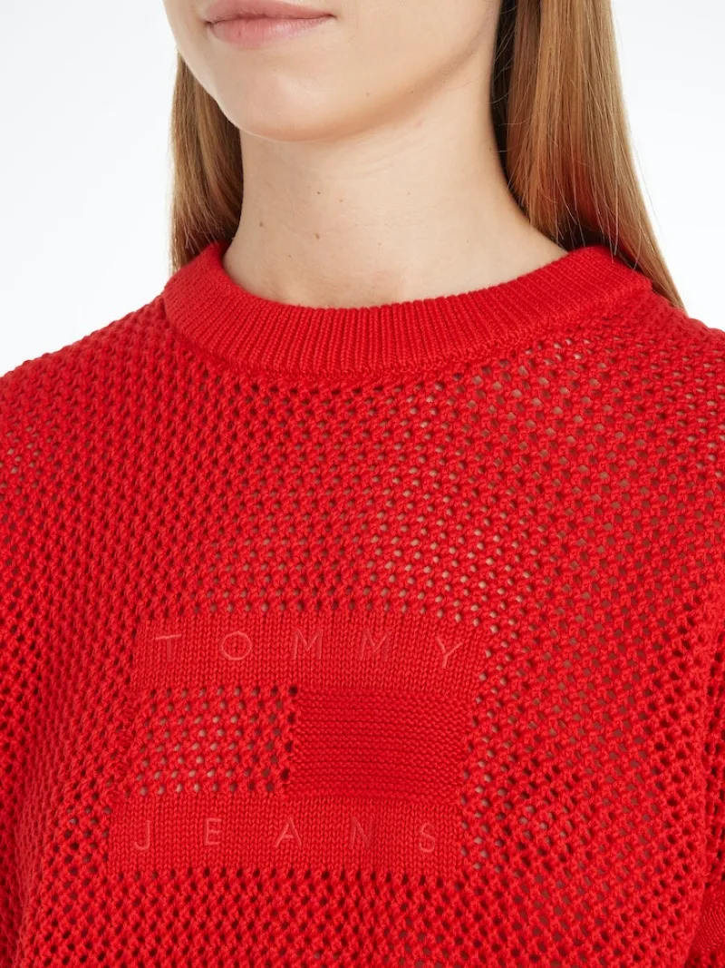 Tommy Jeans Pullover & Sweatshirts*TJW OPEN STITCH FLAG SWEATER deep crimson