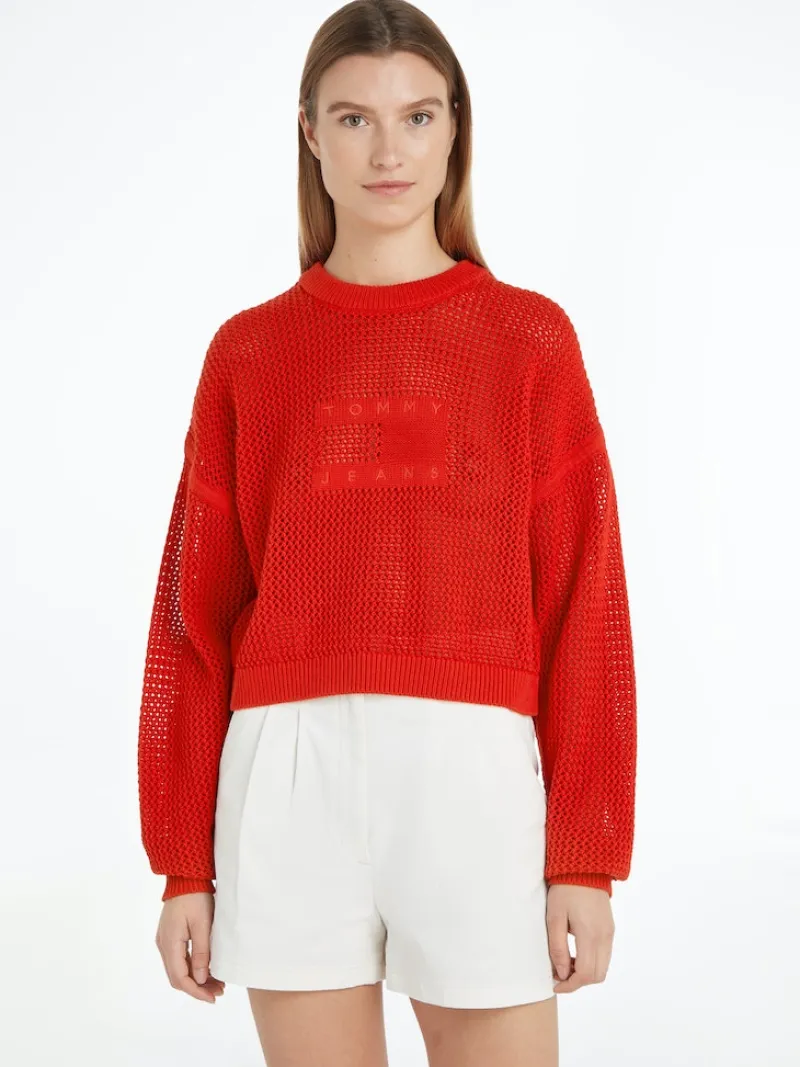 Tommy Jeans Pullover & Sweatshirts*TJW OPEN STITCH FLAG SWEATER deep crimson