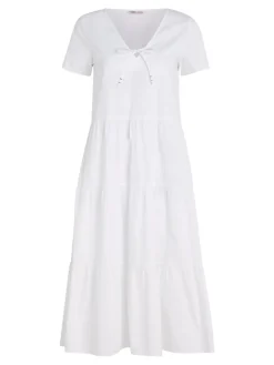 Tommy Jeans Kleider*TJW POPLIN TIERED SS MIDI DRESS white