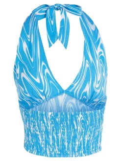 Tommy Jeans Shirts*TJW PSYCHEDELIC HALTER TOP blue psychedelic print