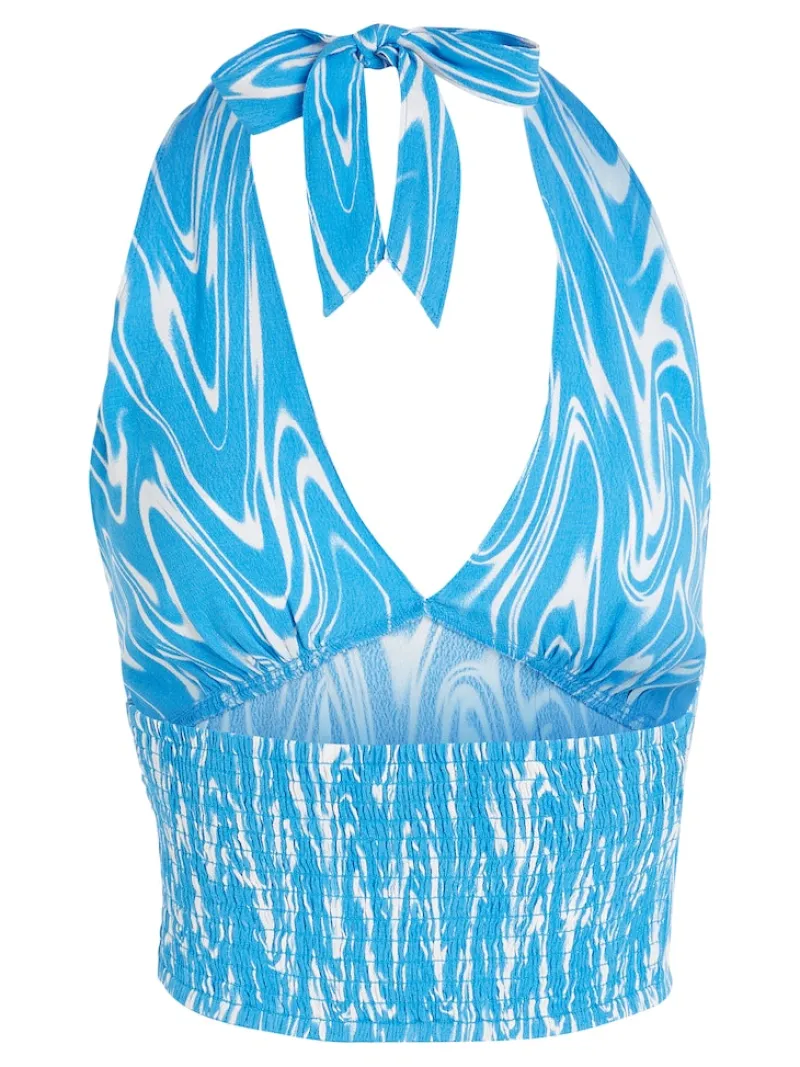 Tommy Jeans Shirts*TJW PSYCHEDELIC HALTER TOP blue psychedelic print
