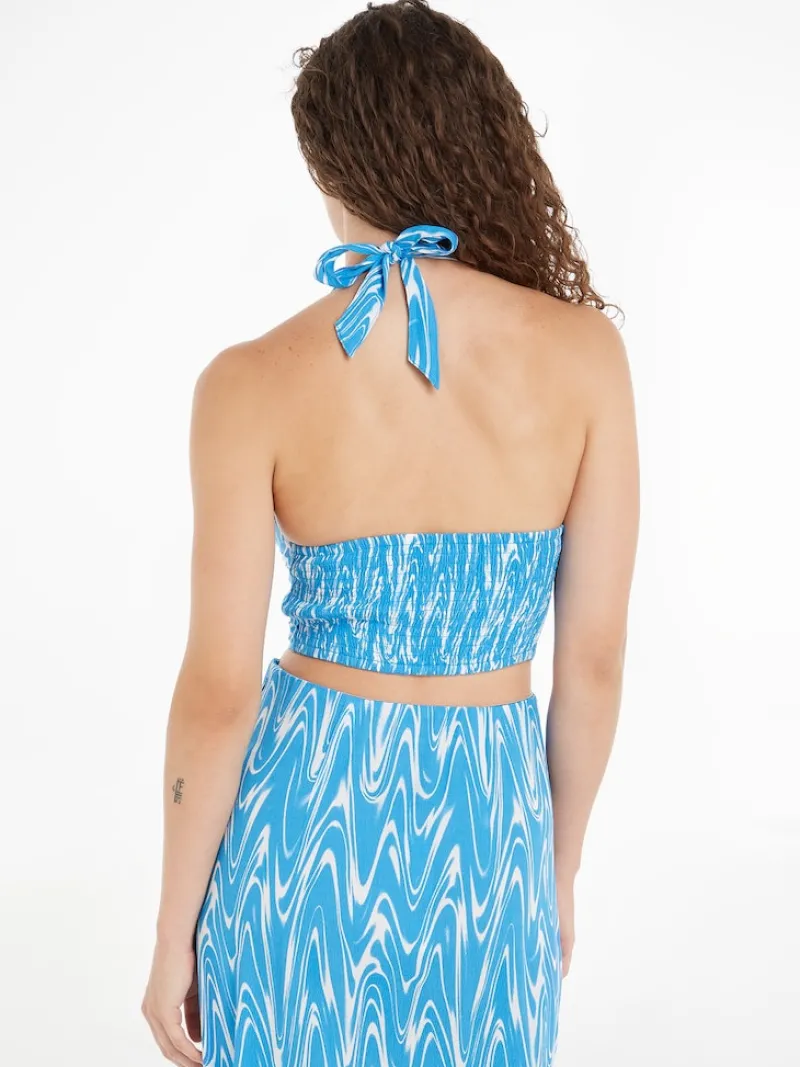 Tommy Jeans Shirts*TJW PSYCHEDELIC HALTER TOP blue psychedelic print