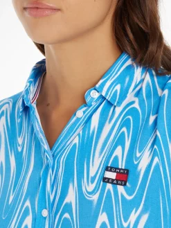Tommy Jeans Kleider*TJW PSYCHEDELIC SHIRT DRESS blue psychedelic print