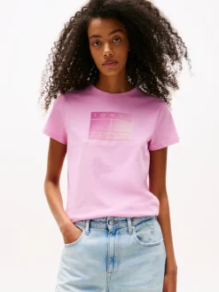 Tommy Jeans Shirts*TJW REG GRADIENT FLAG SS carnival pink