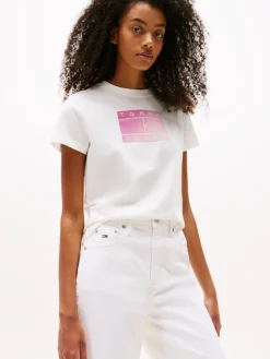 Tommy Jeans Shirts*TJW REG GRADIENT FLAG SS ecru