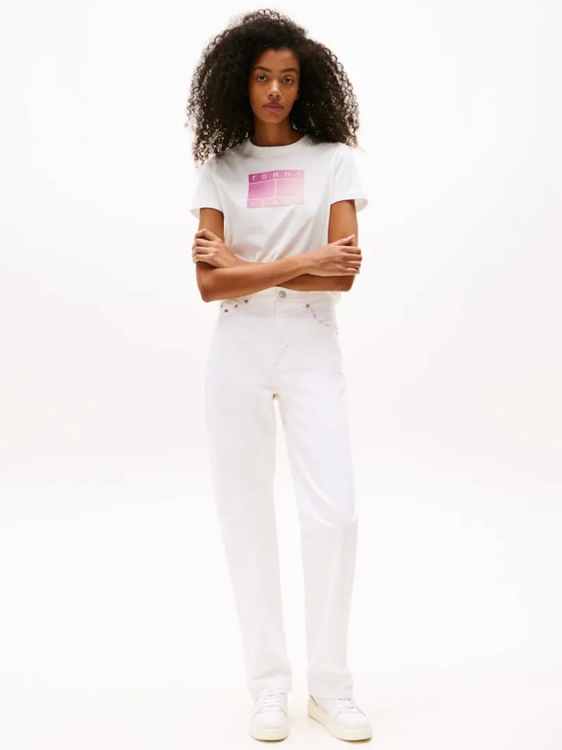 Tommy Jeans Shirts*TJW REG GRADIENT FLAG SS ecru