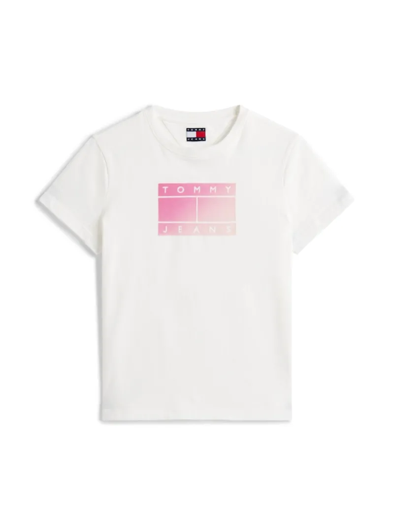 Tommy Jeans Shirts*TJW REG GRADIENT FLAG SS ecru