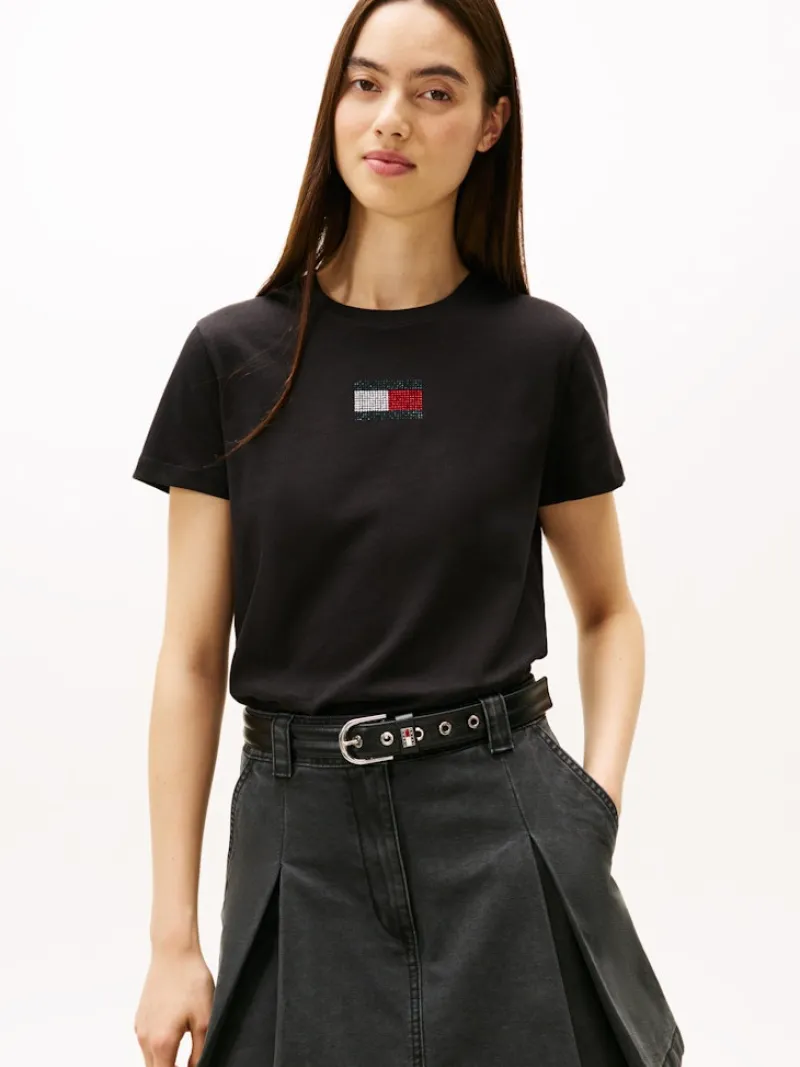 Tommy Jeans Shirts*TJW REG PARTY FLAG TEE EXT Black