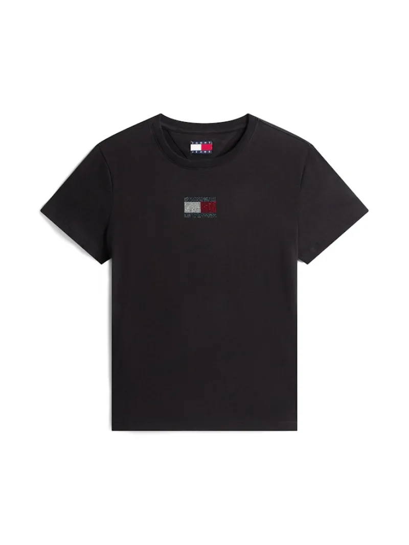 Tommy Jeans Shirts*TJW REG PARTY FLAG TEE EXT Black