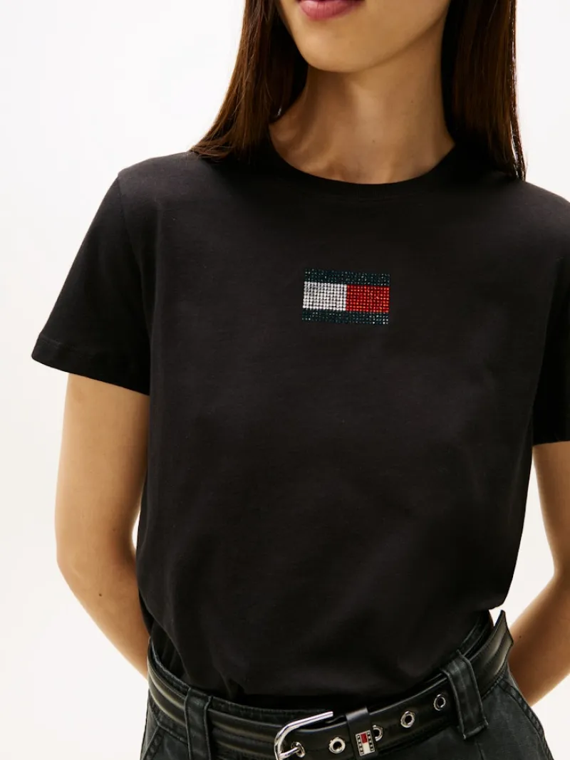 Tommy Jeans Shirts*TJW REG PARTY FLAG TEE EXT Black