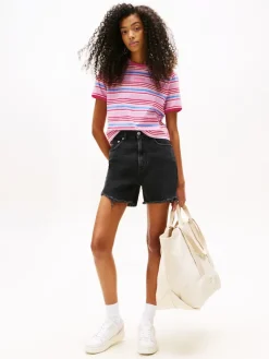 Tommy Jeans Shirts*TJW REG SH SCRIPT STRIPE TEE carnival pink - stripe