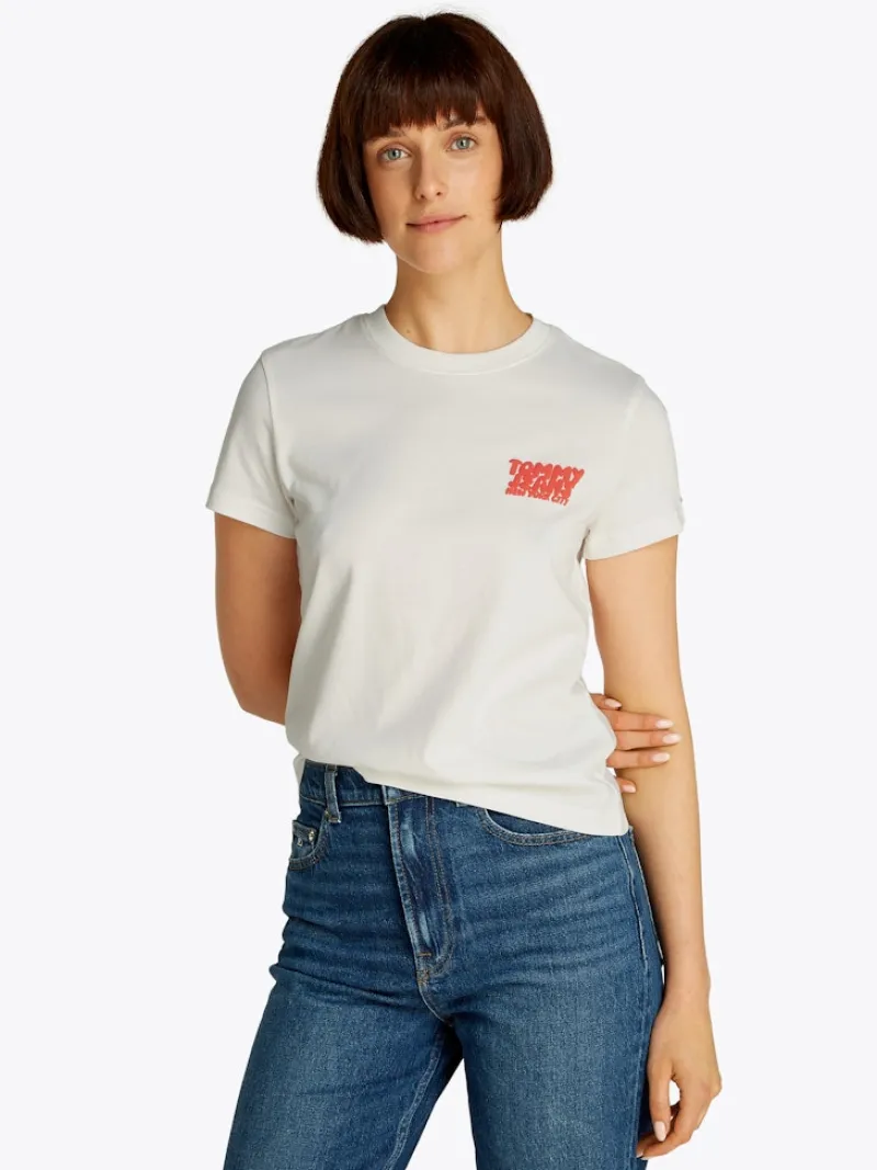 Tommy Jeans Shirts*TJW REG TJ BUBBLE TEE ecru