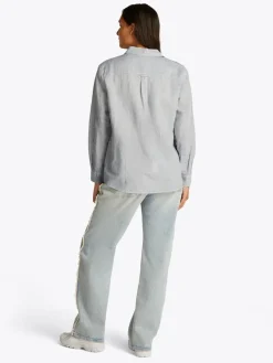 Tommy Jeans Blusen*TJW RLX LINEN SHIRT colorado blue - stripe