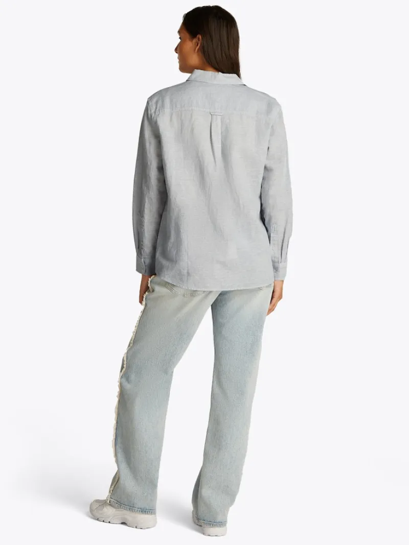 Tommy Jeans Blusen*TJW RLX LINEN SHIRT colorado blue - stripe