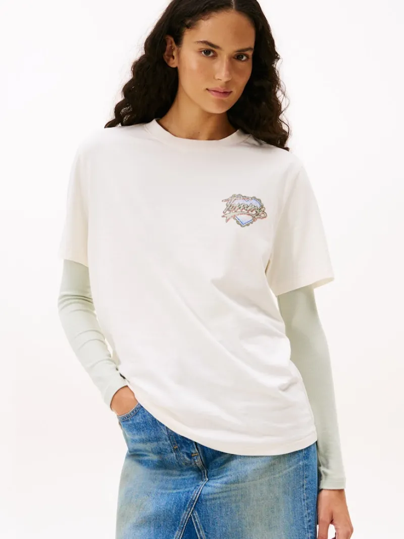 Tommy Jeans Shirts*TJW RLX WASH TJ HEART TEE EXT ancient white