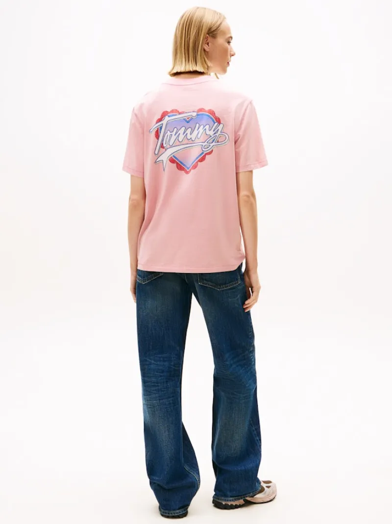 Tommy Jeans Shirts*TJW RLX WASH TJ HEART TEE EXT mystic pink