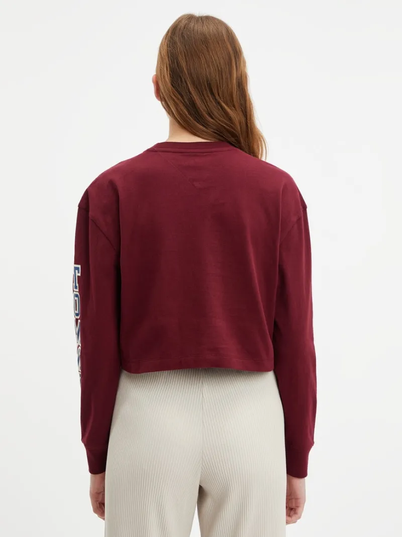 Tommy Jeans Shirts*TJW RLXD CROP COLLEGIATE T LS deep rouge